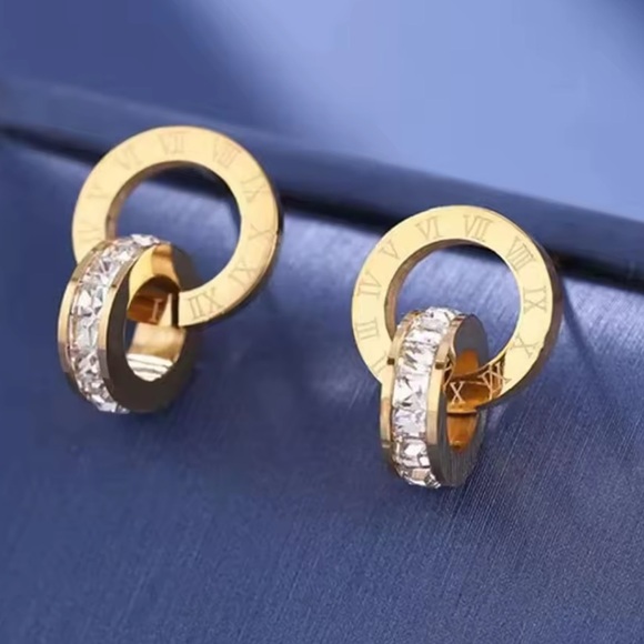 Anthropologie Jewelry - Maryse - Luxury Roman Stainless Steel Zircon Stud Earring